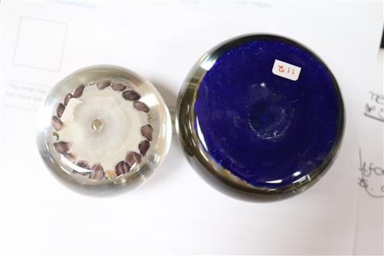 Two Salvador Ysart concentric millefiori glass paperweights